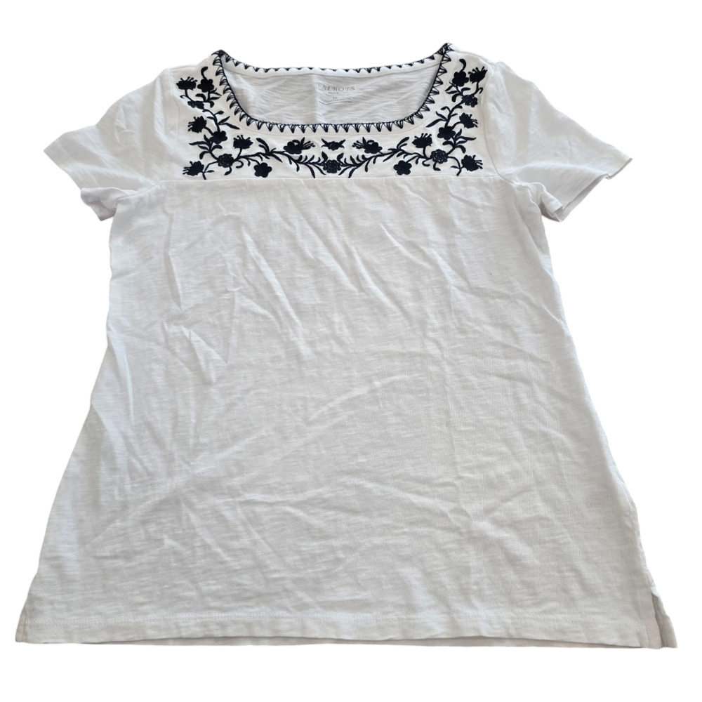 Talbots Square Neck Embroidered Peasant Blouse‎ Size Small